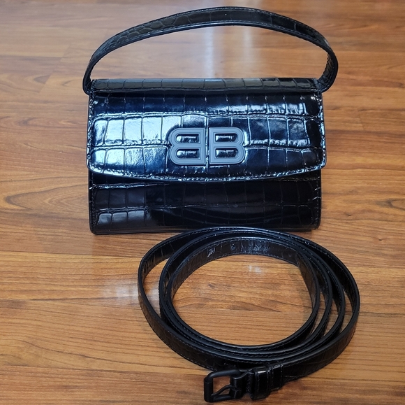 SOLD Balenciaga 8" croc embossed calfskin leather Ghost handbag shoulder purse - Picture 3 of 7